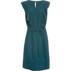 Sukienka bonprix niebieskozielony. Niebieskie sukienki damskie bonprix, w paski, z tkaniny, z dekoltem w serek, bez rękawów, kopertowe. Za 109,99 zł.