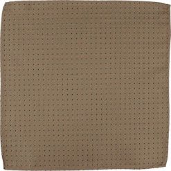 Elegancka, Męska Poszetka - ALTIES - Kolor Beżowy, Drobny Groszek POSZALTTANIA0064. Brązowe poszetki męskie Alties, w grochy, z materiału, eleganckie. Za 16,90 zł.