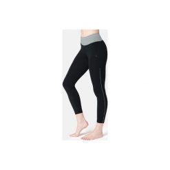 Legginsy slim 7/8 Gym & Pilates 510 damskie. Czarne legginsy damskie DOMYOS, xl, w paski, z elastanu. Za 59,99 zł.