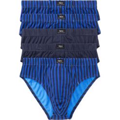Slipy maxi (5 par) bonprix niebieski + lila + zielony + szary w paski. Niebieskie slipy męskie marki bonprix, xxl, w paski, z bawełny. Za 49,95 zł.