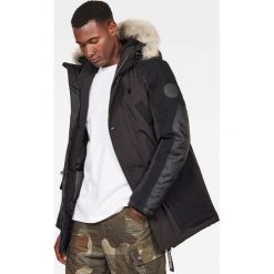 G-Star Raw - Parka. Czarne płaszcze męskie G-Star RAW, s, bez wzorów, z bawełny, retro, długie, z kapturem. Za 1599,00 zł.