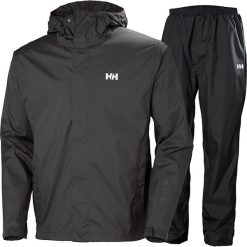 2-częściowy zestaw przeciwdeszczowy "Portland" w kolorze carnym. Czarne płaszcze męskie Helly Hansen, s, bez wzorów, z materiału, bez kaptura. W wyprzedaży za 339,95 zł.