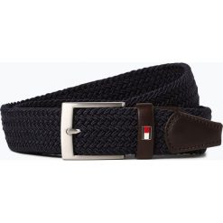 Tommy Hilfiger - Pasek męski z dodatkiem skóry, niebieski. Niebieskie paski męskie TOMMY HILFIGER, w paski, ze skóry. Za 179,95 zł.