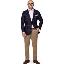 Marynarka w Kratę Cardiff. Pomarańczowe marynarki męskie slim fit marki LANCERTO, m, z wiskozy, klasyczne. Za 899,00 zł.