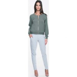 Bluzy damskie: Khaki Bluza Bomber na Suwak