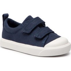 Trampki CLARKS - City FlareLo T 261410896 Navy Canvas. Niebieskie trampki chłopięce Clarks, bez wzorów, z gumy, na rzepy. W wyprzedaży za 119,00 zł.