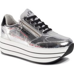 Sneakersy S.OLIVER - 5-23641-34 Silver Crackle 945. Szare półbuty damskie S.Oliver, bez wzorów, ze skóry ekologicznej, bez obcasa, na koturnie, bez zapięcia. Za 259,00 zł.