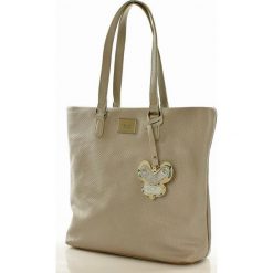 Shopper bag damskie: Wygodna torebka shopper bag z motylkiem szara EMILIA