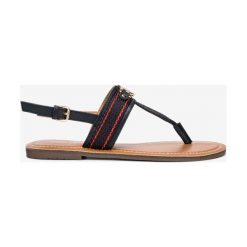 Tom Tailor Sandały Niebieski. Niebieskie sandały damskie Tom Tailor, w paski, z materiału, bez obcasa, z paskami. Za 216,95 zł.