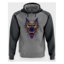 Bluza męska dwukolorowa Pozłacany wilk. Bluzy męskie MegaKoszulki, m, bez wzorów, z kapturem, bez rękawów. Za 114,90 zł.