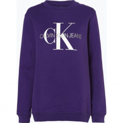 Calvin Klein Jeans - Damska bluza nierozpinana, lila. Szare bluzy z nadrukiem damskie marki Calvin Klein Jeans, l, z bawełny, z okrągłym kołnierzem. Za 439,95 zł.