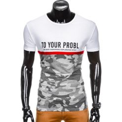 T-shirty męskie: T-SHIRT MĘSKI Z NADRUKIEM S859 – BIAŁY
