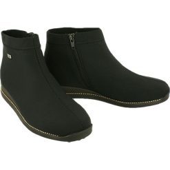 RIEKER 98251-00 TEX black, botki damskie. Czarne botki damskie Rieker, bez obcasa, na zamek. Za 259,90 zł.