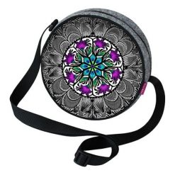 Torebka "Twist" w kolorze szarym ze wzorem - Ø 20 cm. Szare torebki klasyczne damskie Bertoni, w paski, z materiału. W wyprzedaży za 57,95 zł.