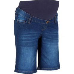 Szorty ciążowe z wywiniętą nogawką bonprix niebieski "stone”. Niebieskie jeansy damskie bonprix, moda ciążowa. Za 109,99 zł.