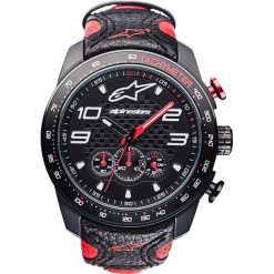 Zegarek TECH WATCH CHRONO pasek skórzany czarny/czerwony ALPINESTARS kolor czarny/czerwony, rozmiar OS. Czerwone zegarki męskie Alpinestars, ze stali. Za 997,99 zł.