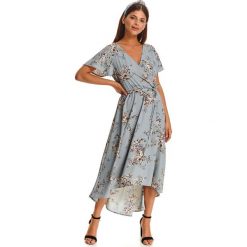 Romantyczna sukienka w kwiaty. Niebieskie sukienki damskie Top Secret, na co dzień, na lato, l, w kwiaty, eleganckie, bez kołnierzyka, z długim rękawem, długie, mini, proste. W wyprzedaży za 129,99 zł.