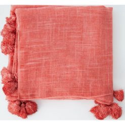 Chusta z pomponami. Pomarańczowe szaliki damskie Pull&Bear, bez wzorów. Za 48,90 zł.