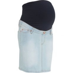 Spódnica ciążowa dżinsowa "super-stretch" bonprix jasnoniebieski "bleached". Niebieskie spódnice ciążowe bonprix, w paski, z materiału, moda ciążowa. Za 59,99 zł.