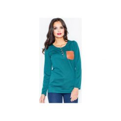 Bluzka M156 Zielony. Zielone bluzki damskie FIGL, m, bez wzorów, ze skóry, z okrągłym kołnierzem, z długim rękawem. Za 79,00 zł.
