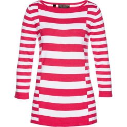Sweter bonprix biało-różowy hibiskus. Białe swetry damskie bonprix, w paski, bez rękawów, bez kaptura. Za 37,99 zł.