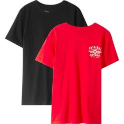 T-shirt basic (2 szt.) bonprix czerwony + czarny. Czerwone koszule chłopięce bonprix, z nadrukiem, bez kołnierzyka, bez rękawów. Za 35,98 zł.