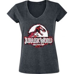 Jurassic Park Jurassic World - Logo - Camouflage Koszulka damska odcienie ciemnoszarego. Szare bluzki damskie marki Jurassic Park, xl, z nadrukiem. Za 62,90 zł.