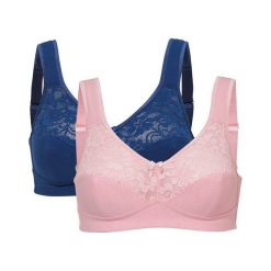 Cellbes Biustonosz Anna 2 Pack jasnoróżowy granatowy female różowy/niebieski 75B. Różowe biustonosze sportowe damskie Cellbes, bez wzorów, z tkaniny. Za 159,00 zł.