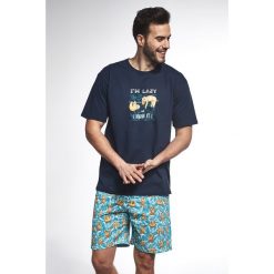 Męska piżama I am Lazy. Szare szlafroki męskie Cornette, m, bez wzorów, z bawełny, z krótkim rękawem. Za 106,99 zł.