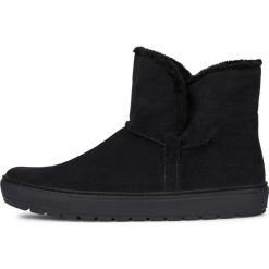 Geox botki damskie D942QB 00022 39.0 czarne. Czarne botki damskie Geox, z gumy, eleganckie, bez obcasa, bez zapięcia. Za 429,00 zł.