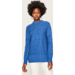 Sweter z ozdobnymi rękawami - Niebieski. Niebieskie swetry klasyczne damskie marki Reserved, l. Za 89,99 zł.