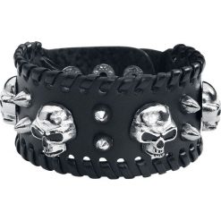 Bransoletki męskie: Skulls Bransoletka skórzana czarny