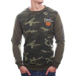 Bluza męska zielona - moro Recea. Zielone bluzy męskie Recea, xl, z nadrukiem, z bawełny, z kapturem, bez rękawów, bez kaptura. W wyprzedaży za 39,99 zł.