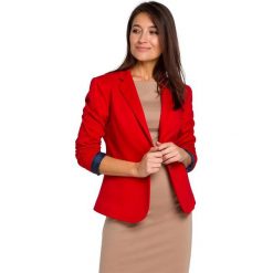 Krótki żakiet z dzianiny - czerwony. Czerwone żakiety damskie Style, s, w grochy, z bawełny. W wyprzedaży za 197,00 zł.