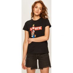 Levi's - T-shirt X SUPER MARIO. Czarne t-shirty damskie Levi's®, s, z nadrukiem, z bawełny, casualowe, z okrągłym kołnierzem. W wyprzedaży za 99,90 zł.