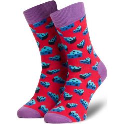 Skarpety Wysokie Unisex HAPPY SOCKS - CES01-4300 Czerwony Kolorowy. Czerwone skarpetki damskie Happy Socks, bez wzorów, z elastanu. Za 39,90 zł.