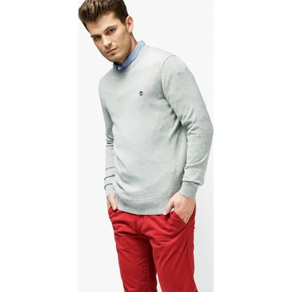 Timberland Sweter Williams River Crew , szary, rozmiar M. Szare swetry męskie Timberland, m, bez wzorów, z bawełny, bez kołnierzyka, bez kaptura. W wyprzedaży za 199,99 zł.