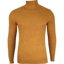 Musztardowy Elegancki Golf Męski -Brave Soul- 100% BAWEŁNA, Super Slim, Prążkowany, Przylegający SWBRSAW19RALLYcamel. Żółte swetry męskie m, z bawełny, eleganckie, z golfem. Za 87,00 zł.