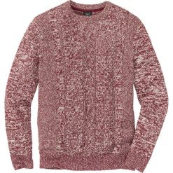 Sweter w warkocze Regular Fit bonprix bordowy melanż. Czerwone swetry klasyczne męskie marki bonprix, s, melanż. Za 44,99 zł.