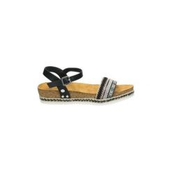 Sandały Isteria Sandały niski klin czarny 9054. Czarne sandały damskie Isteria, bez wzorów, na niskim obcasie, bez zapięcia. Za 151,99 zł.