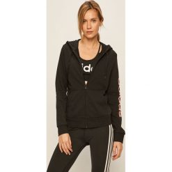 Adidas - Bluza. Czarne bluzy damskie Adidas, s, z nadrukiem, z bawełny, bez rękawów, z kapturem. Za 199,90 zł.