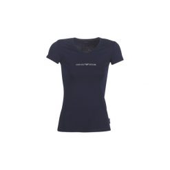 T-shirty z krótkim rękawem Emporio Armani CC317-163321-00135. Niebieskie t-shirty damskie Emporio Armani, s, bez wzorów, bez kołnierzyka. Za 189,00 zł.