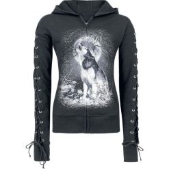 Bluzy rozpinane damskie: Spiral White Wolf Bluza z kapturem rozpinana damska czarny