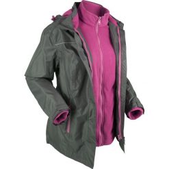 Kurtka outdoorowa 3 w 1 bonprix antracytowo-fioletowa orchidea. Szare płaszcze damskie marki bonprix, bez wzorów, z polaru. Za 109,99 zł.