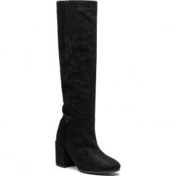 Kozaki L37 - Walking On Air SS75 Black. Czarne kozaki damskie L37, ze skóry, przed kolano, na wysokim obcasie, bez zapięcia. W wyprzedaży za 529,00 zł.