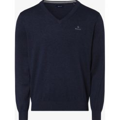 Gant - Sweter męski, niebieski. Niebieskie swetry męskie GANT, xl, bez wzorów, z bawełny, bez kołnierzyka, bez kaptura. Za 449,95 zł.