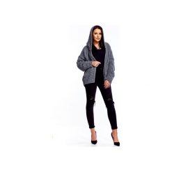 Sweter z kapturem. Szare swetry damskie Bird, bez wzorów, bez rękawów, z kapturem. Za 297,00 zł.