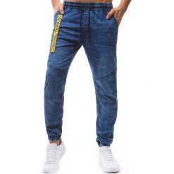 Spodnie męskie: Joggery męskie denim look niebieskie (ux1243)