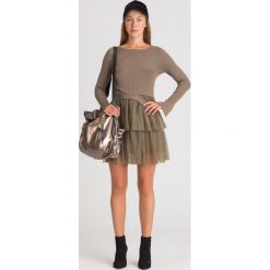 KHAKI SWETER PATRIZIA PEPE Z HALKĄ. Brązowe halki damskie s, długie. Za 644,50 zł.