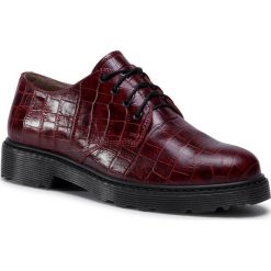 Oxfordy NESSI - 20753 Bordo Coco. Czerwone półbuty damskie Nessi, na co dzień, bez wzorów, ze skóry, bez obcasa, na płaskiej podeszwie, bez zapięcia. Za 289,00 zł.